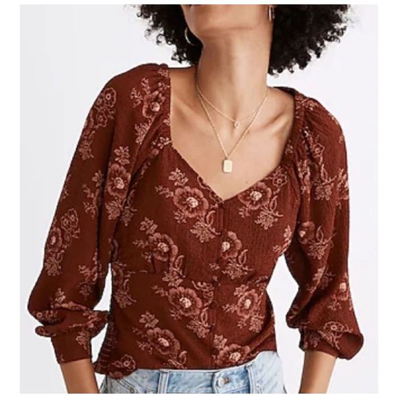 Madewell Tops - MADEWELL Preston Puff-Sleeve Top in Letterpress Floral